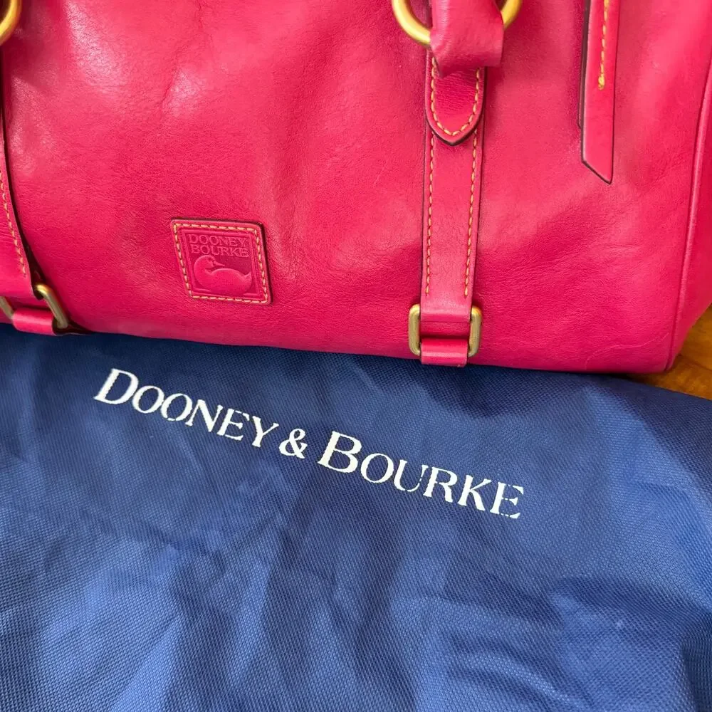 Dooney  Bourke 8L980 Large Florentine Leather Satchel Fuchsia Pink Crossbody Bag